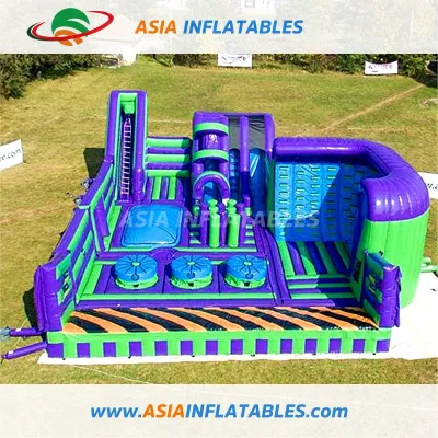 Parque inflable grande del trampolín del estilo azul, parque temático interior inflable gigante