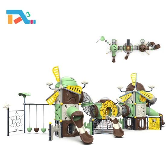 Juego de tobogán de plástico combinado para exteriores, serie Royal Palace, equipo para niños al aire libre, patio de recreo al aire libre para niños